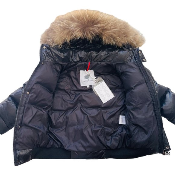 Parka Winter Fur Feather Jacket Hooded Slim White Duck Down Short Parkas Sz 2 - Picture 1 of 11